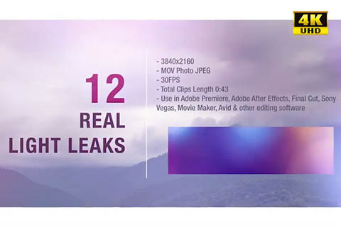 12个漂亮柔美镜头炫光漏光4K视频素材- Light Leaks
