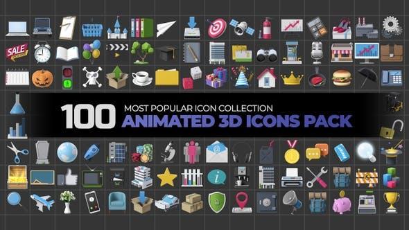 100个三维立体图标动画 100 Animated 3D Icons Pack