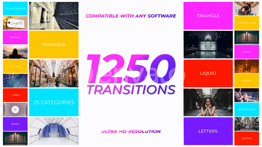 1250个多边形彩色图形蒙版遮罩过渡转场动画 Transitions