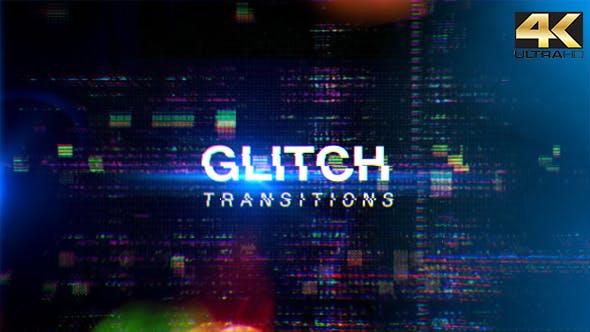 20组信号干扰画面像素破损转场动画4K视频素材 Glitch Transitions