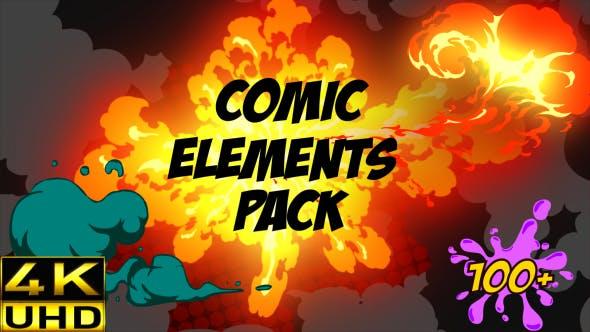 100种炫酷卡通动漫火焰烟雾水液体气泡MG动画元素包 Comic Fx Pack
