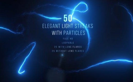 50个粒子发光拖尾线条动画 Elegant Light Streaks With Particles
