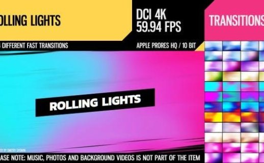 364个滚动流光动画效果 Rolling Lights (4K Transitions)