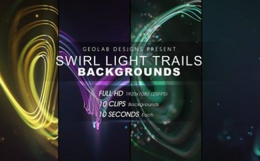10组抽象漂亮彩色粒子线条背景叠加动画 Swirl Light Trails Backgrounds